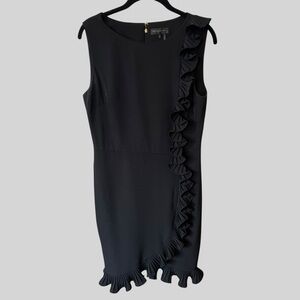 Donna Karan Elegant Black Ruffle Dress